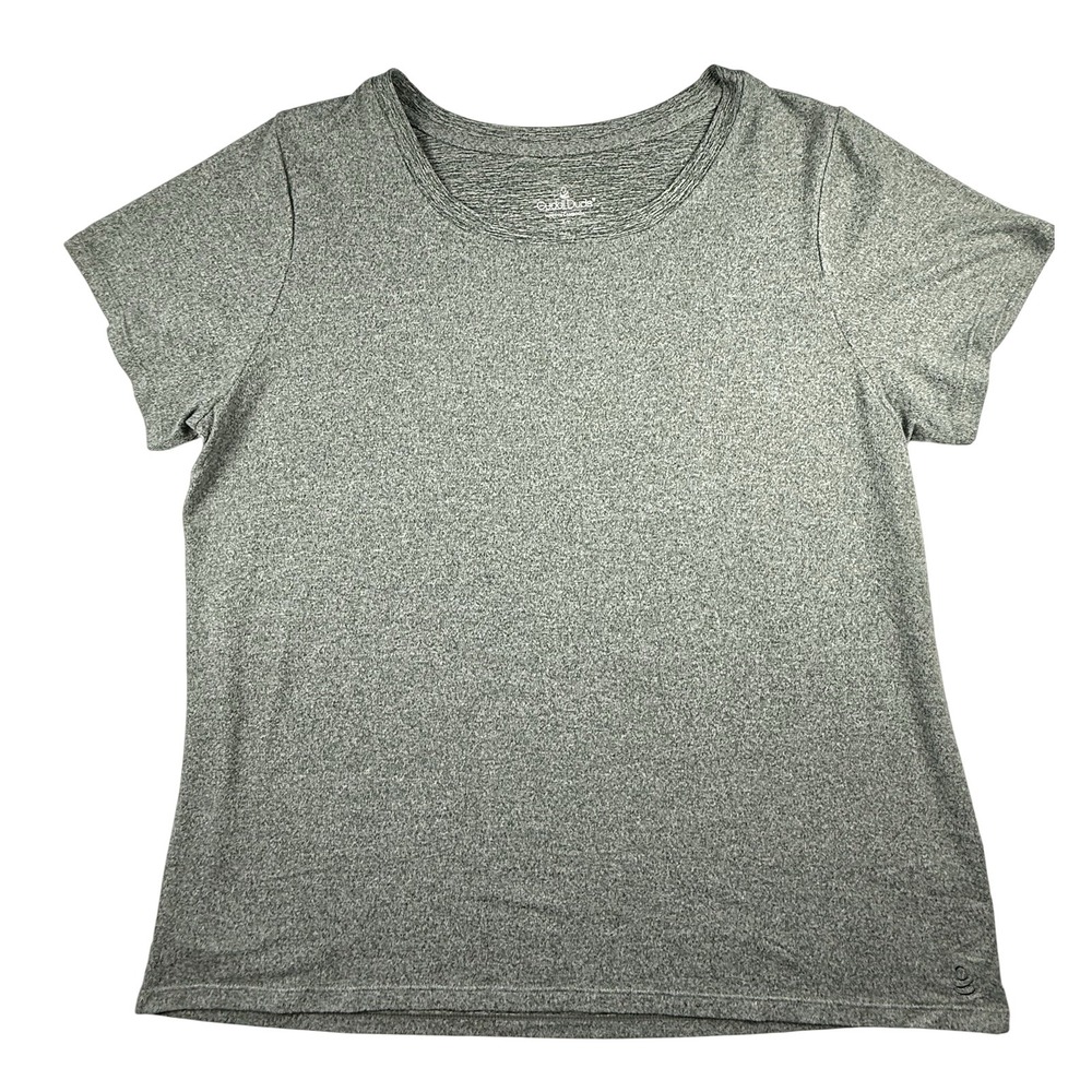 Cuddl Duds Short Sleeve Shirt LT Tall Heather Green Crew Neck Tee Soft Active